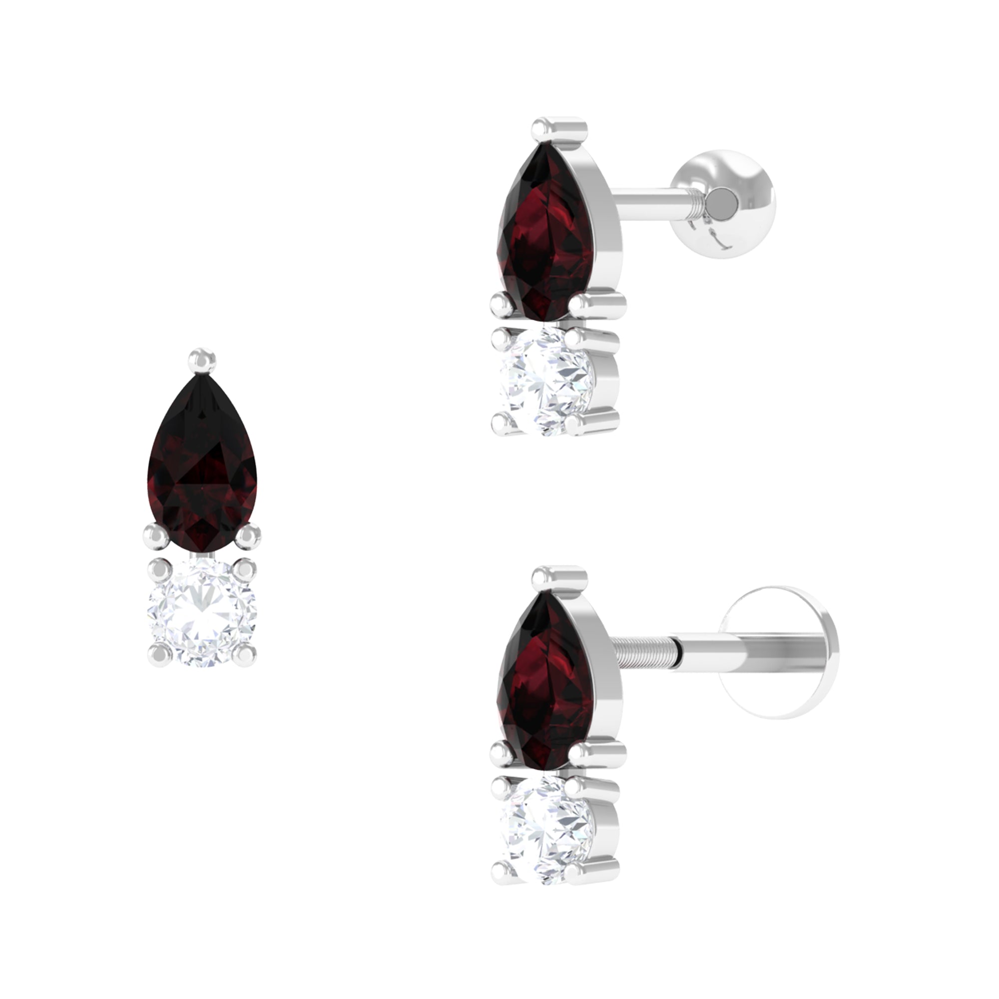 Sparkanite Jewels-Certified Moissanite Tragus Earring with Garnet