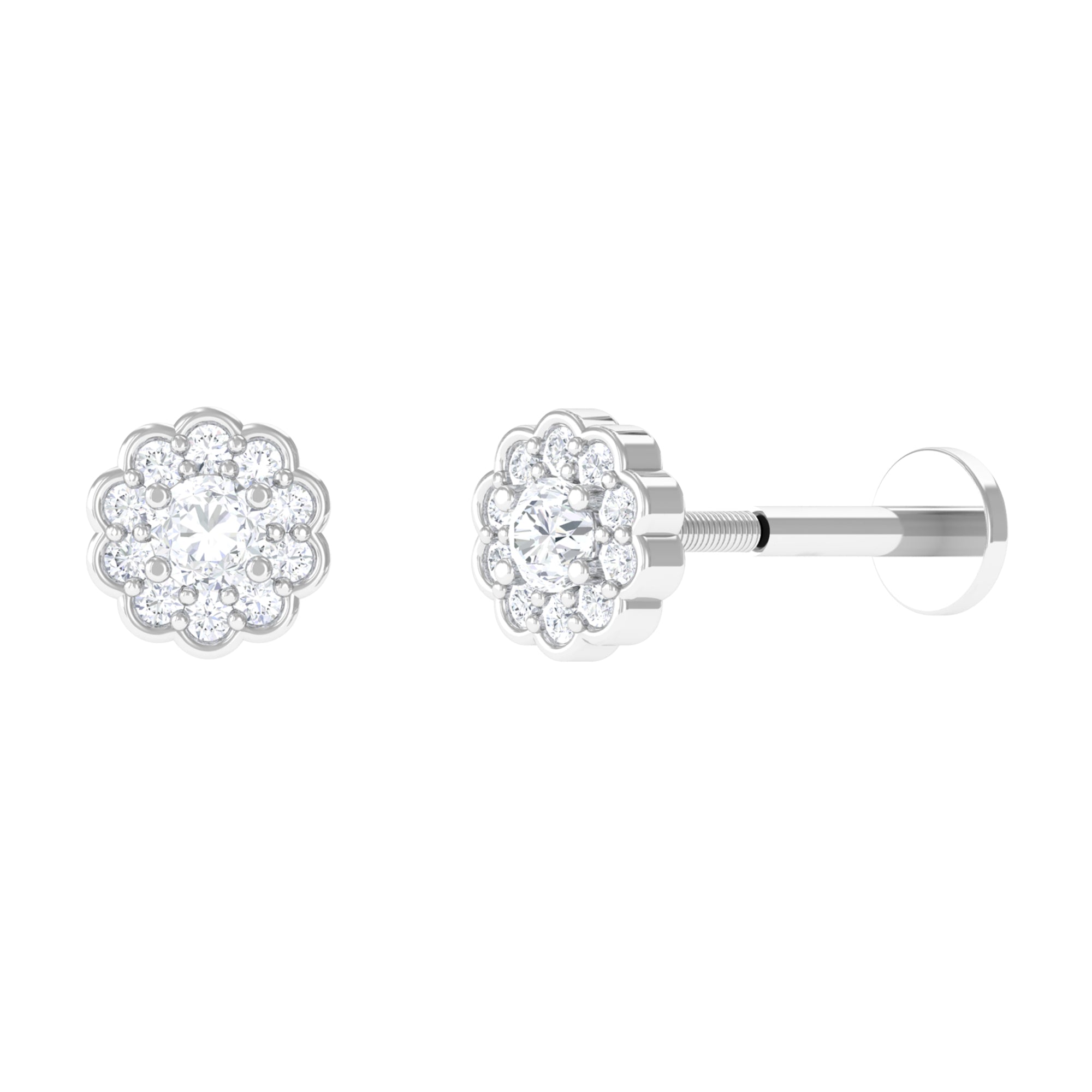 Certified Moissanite Flower Inspired Earring for Helix Piercing D-VS1 - Sparkanite Jewels