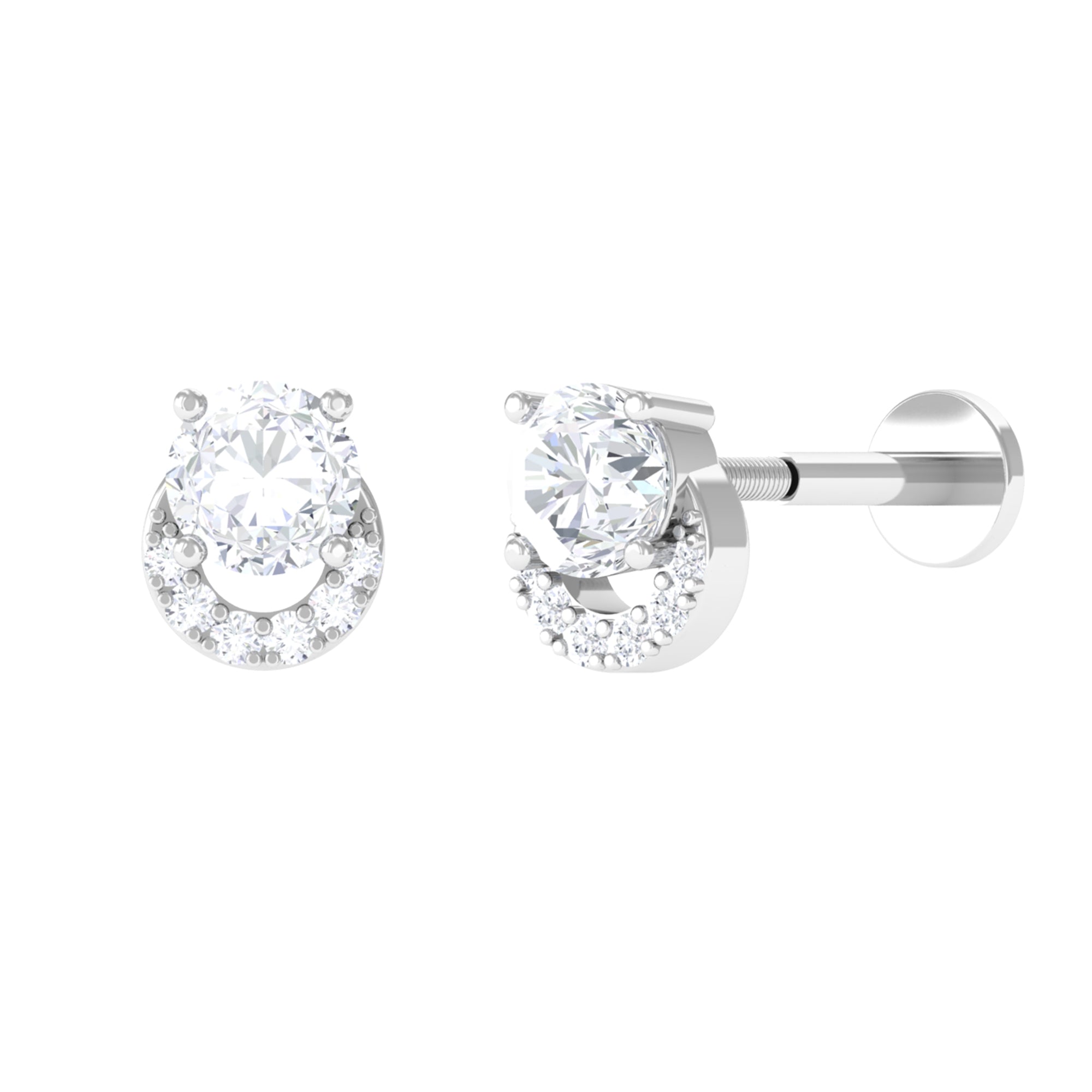 Sparkanite Jewels-Round Moissanite Minimal Earring for Helix Piercing