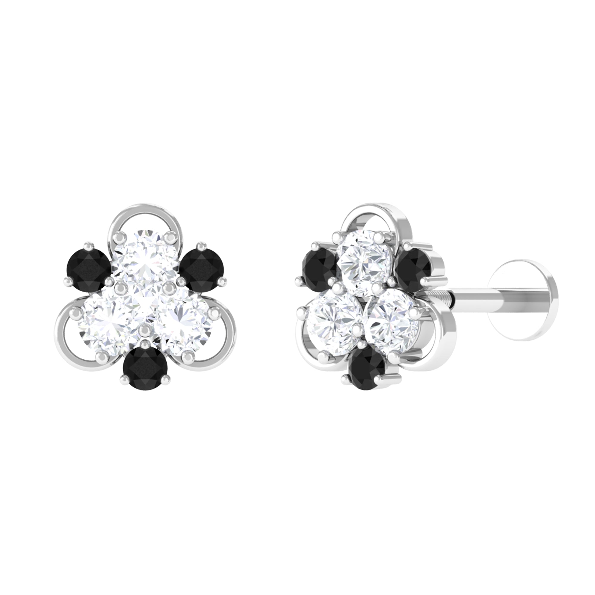 Sparkanite Jewels-Moissanite Cluster Cartilage Earring with Black Onyx