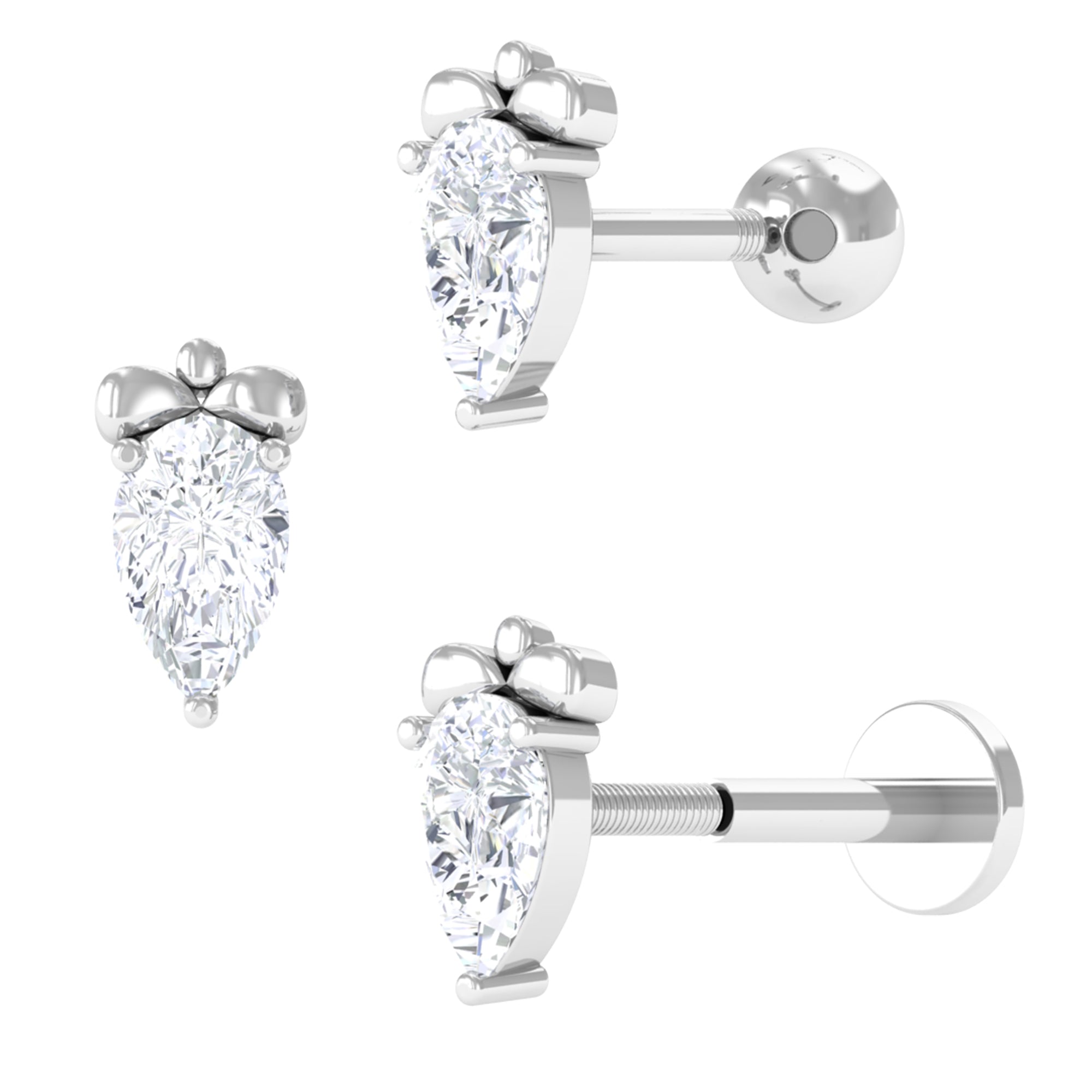 Sparkanite Jewels-Pear Shape Moissanite Earring for Tragus Piercing