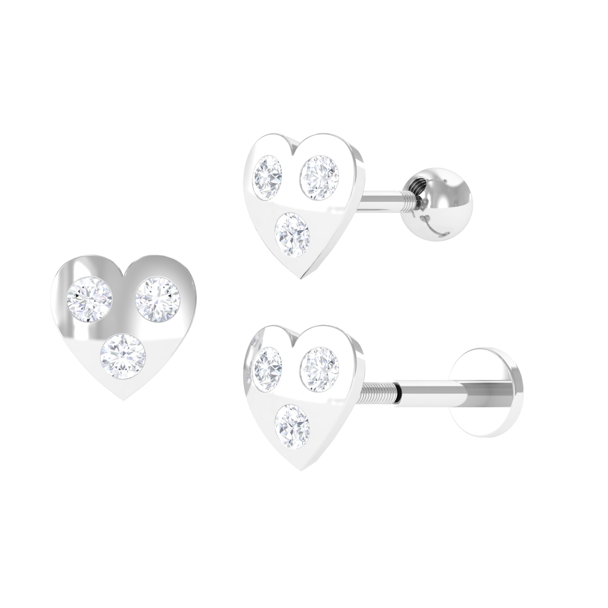 Sparkanite Jewels-Certified Moissanite Minimalist Heart Earring for Helix Piercing