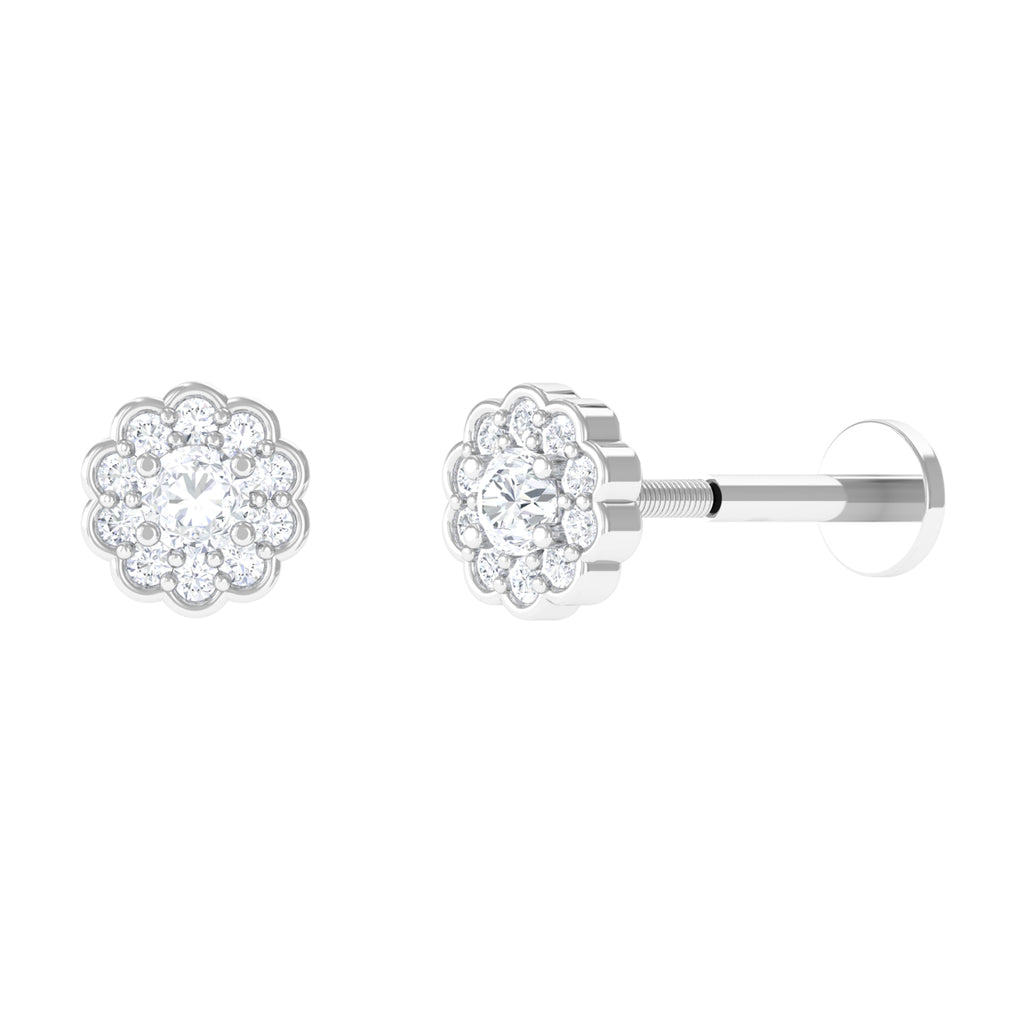 Certified Moissanite Flower Inspired Earring for Helix Piercing D-VS1 - Sparkanite Jewels