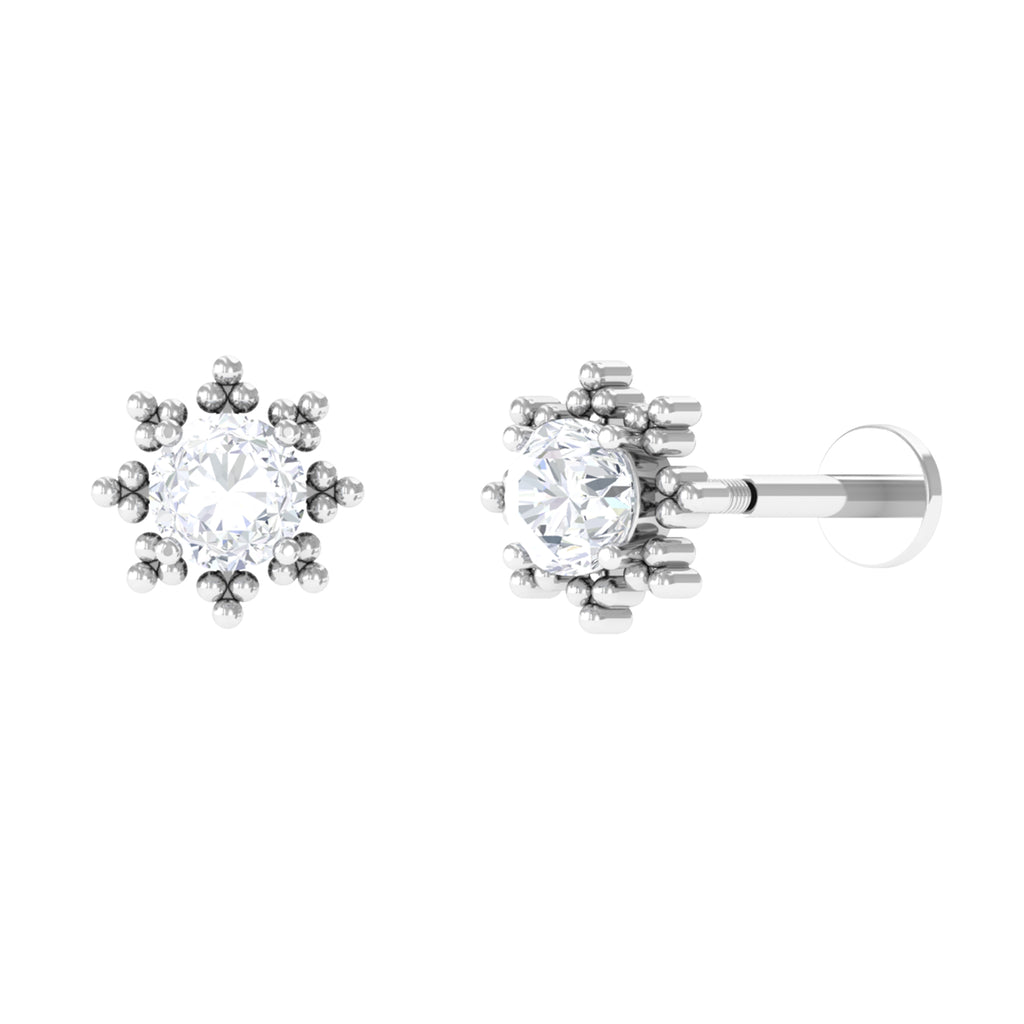 Moissanite Gothic Earring for Helix Piercing D-VS1 - Sparkanite Jewels