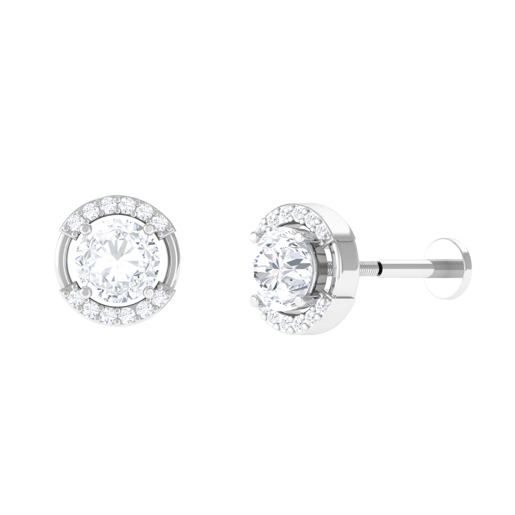 Simple Moissanite Earring for Cartilage Piercing D-VS1 - Sparkanite Jewels