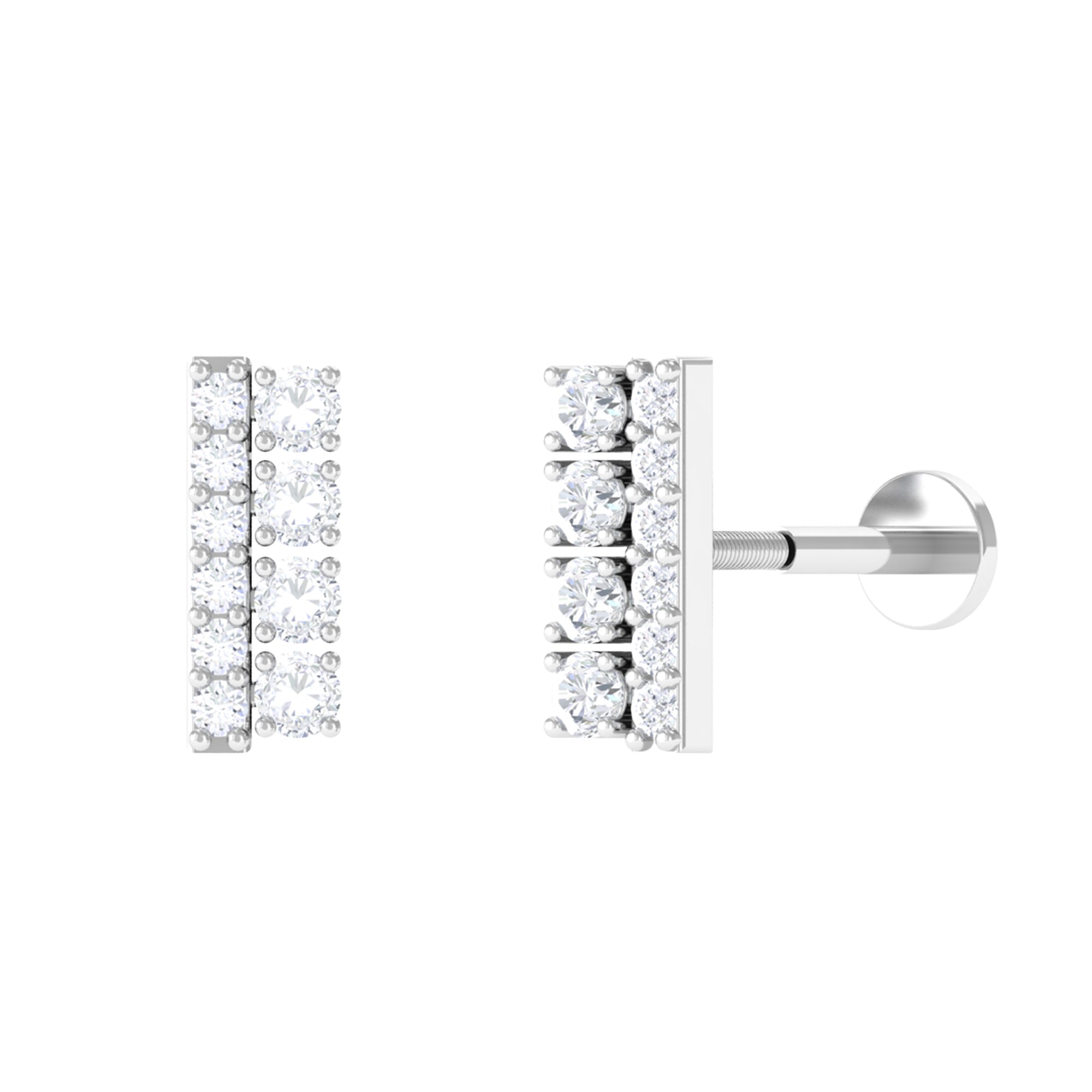 Minimal Moissanite Bar Earring for Tragus Piercing D-VS1 - Sparkanite Jewels
