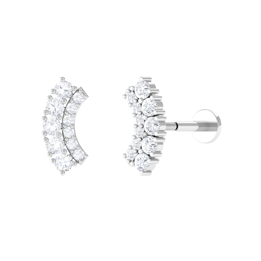 Moissanite Crawler Earring for Cartilage Piercing D-VS1 - Sparkanite Jewels