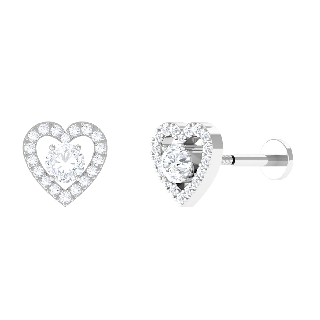 Moissanite Heart Earring for Helix Piercing D-VS1 - Sparkanite Jewels