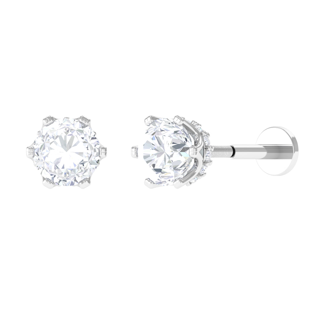 5 MM Moissanite Solitaire Earring for Helix Piercing D-VS1 - Sparkanite Jewels