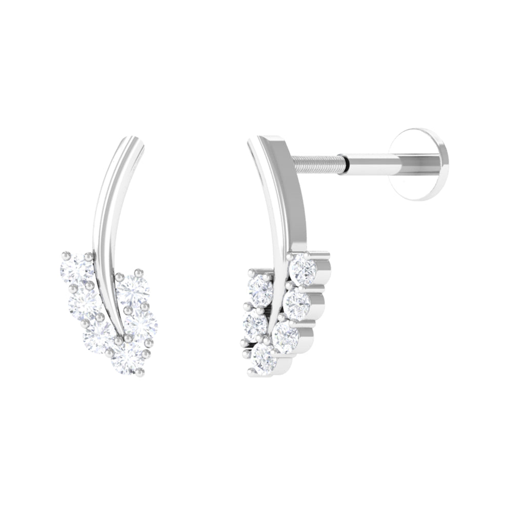 Nature Inspired Moissanite Earring for Helix Piercing D-VS1 - Sparkanite Jewels