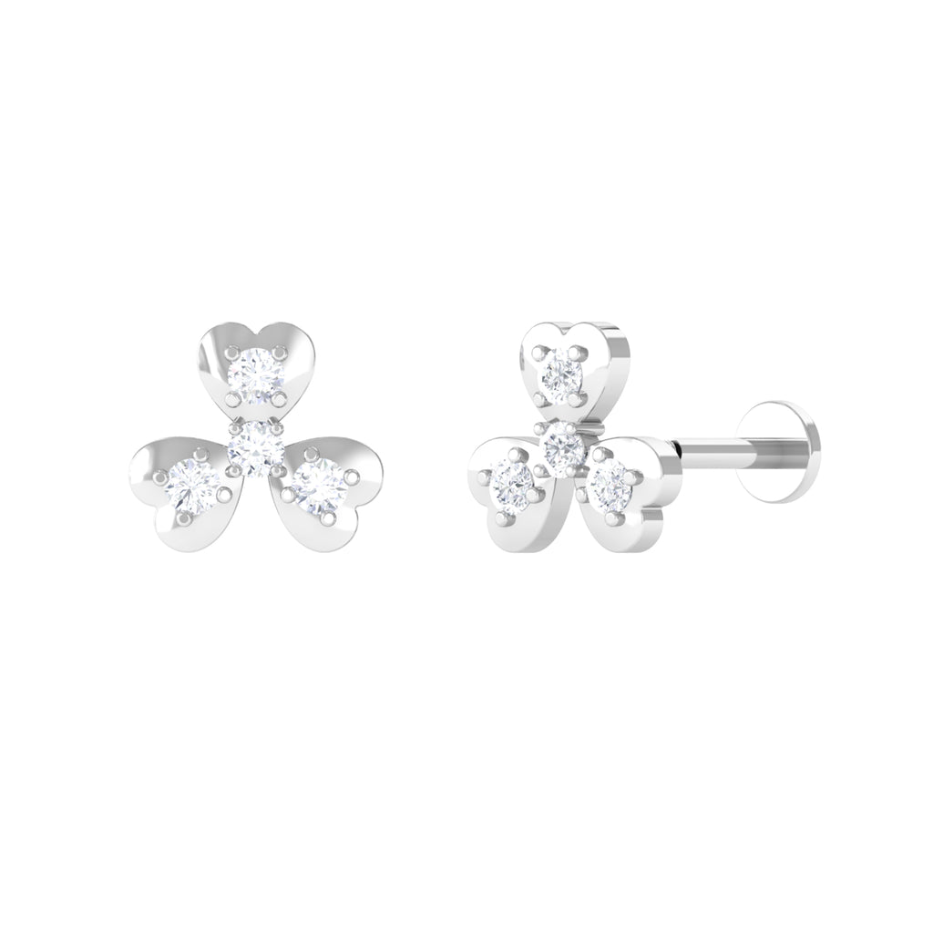 Round Moissanite Heart Petal Floral Earring for Helix Piercing D-VS1 - Sparkanite Jewels