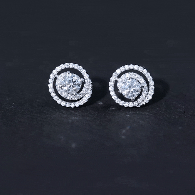 Round Moissanite Swirl Stud Earrings D-VS1 - Sparkanite Jewels