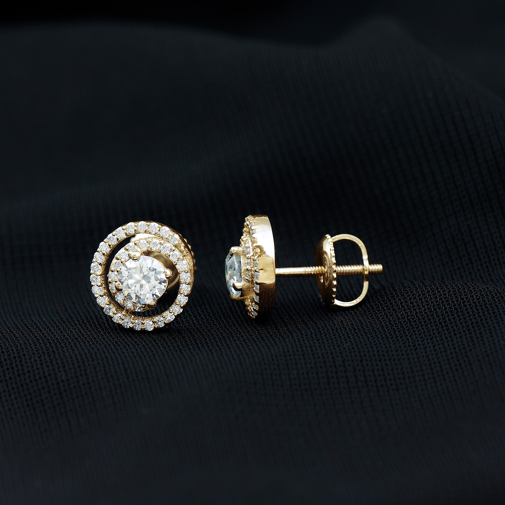 Round Moissanite Swirl Stud Earrings D-VS1 - Sparkanite Jewels