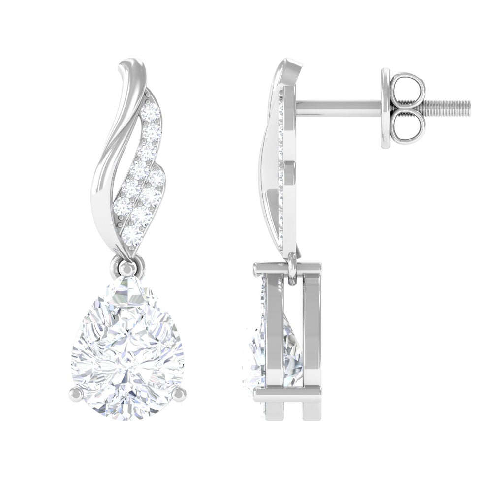 Pear Shape Moissanite Drop Earrings D-VS1 - Sparkanite Jewels