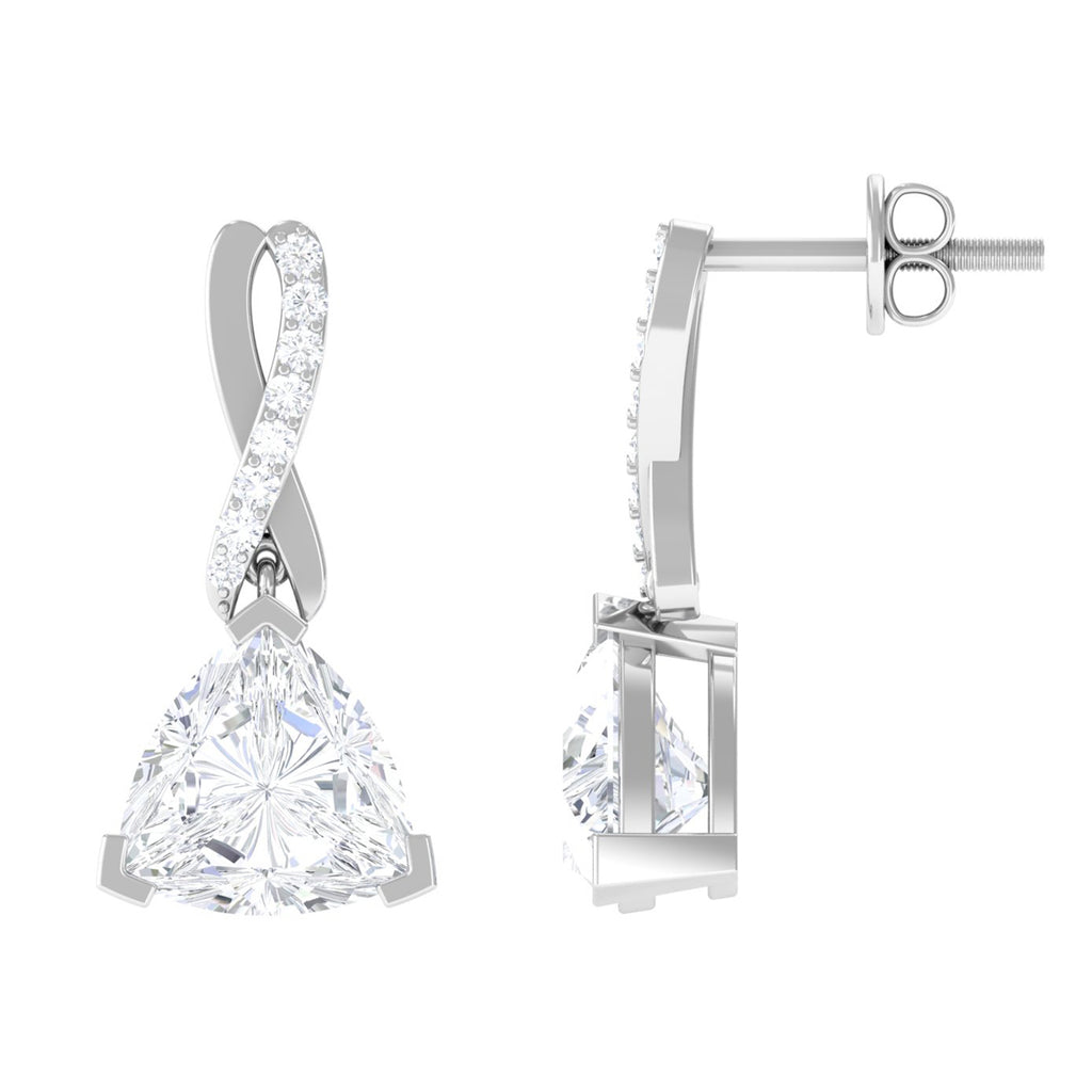 Minimal Trilliant Cut Moissanite Drop Earrings D-VS1 - Sparkanite Jewels