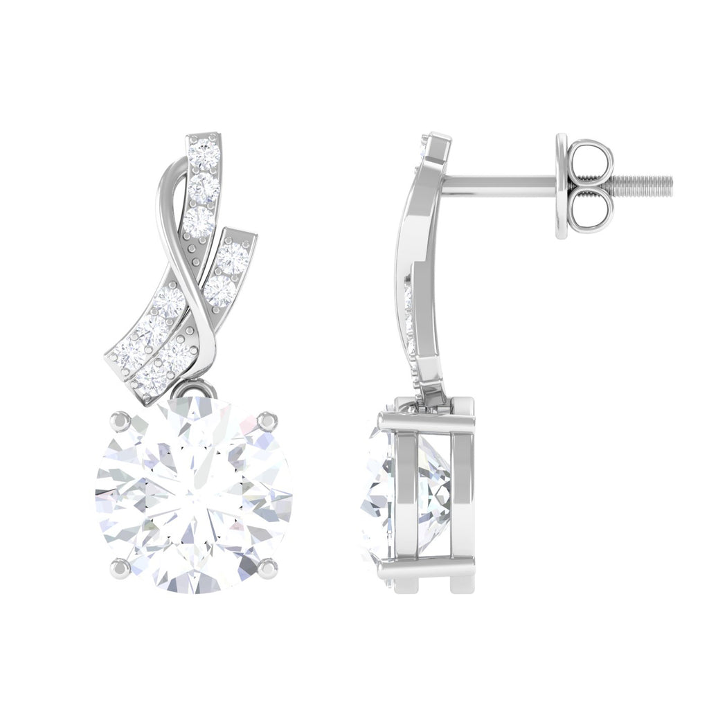 Round Moissanite Drop Earrings D-VS1 - Sparkanite Jewels