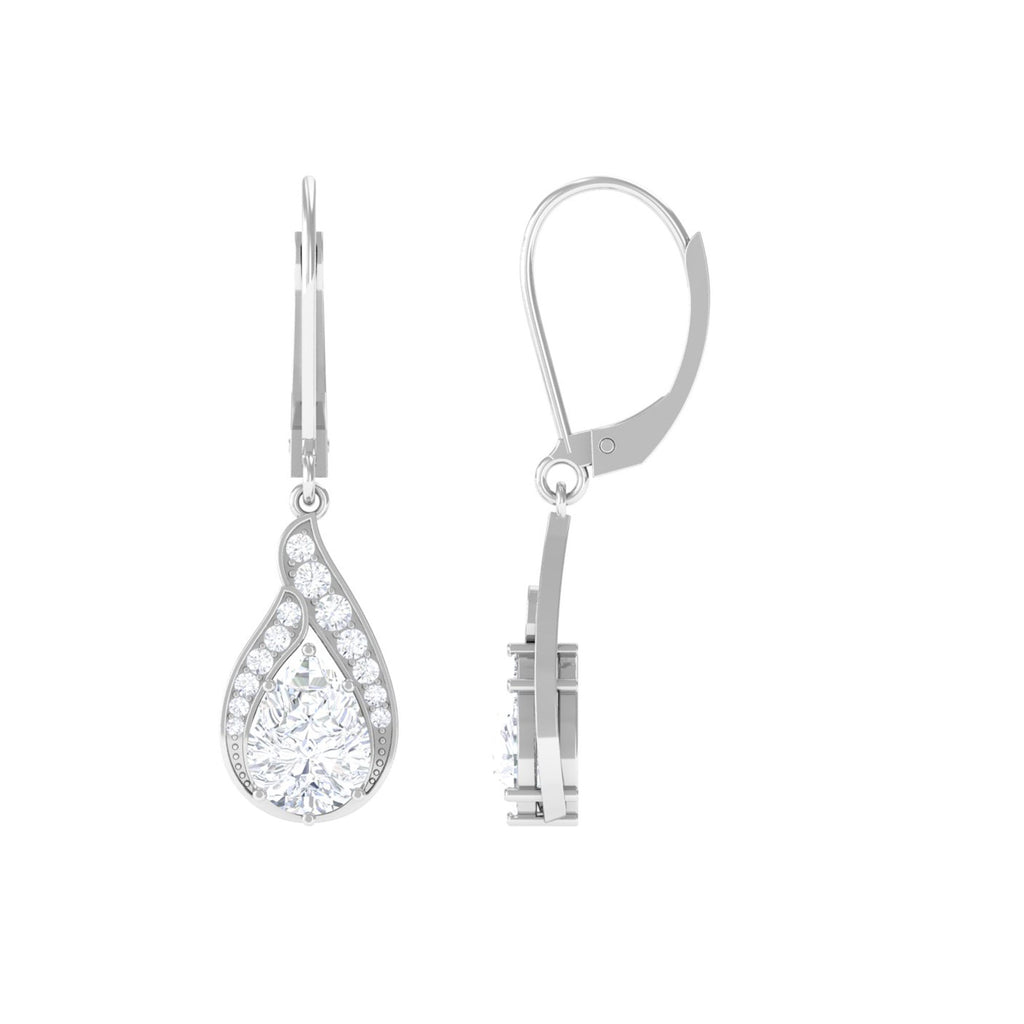 Pear Shape Moissanite Teardrop Silver Earrings - Sparkanite Jewels