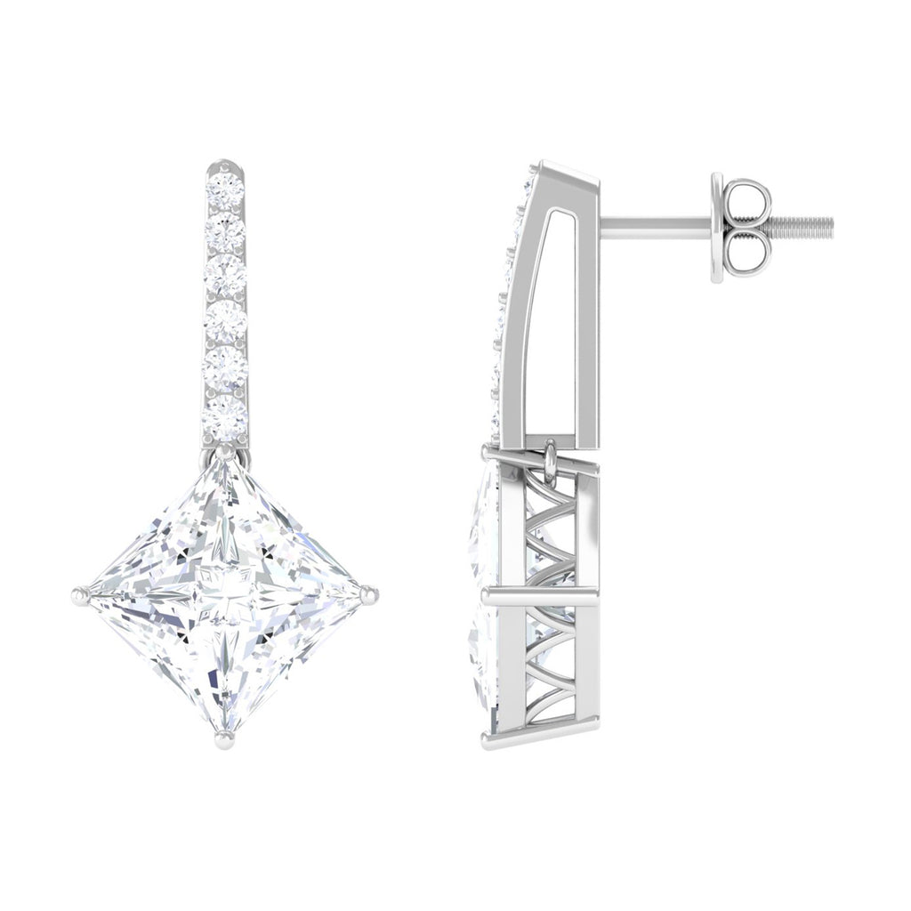 Princess Cut Moissanite Drop Earrings D-VS1 - Sparkanite Jewels