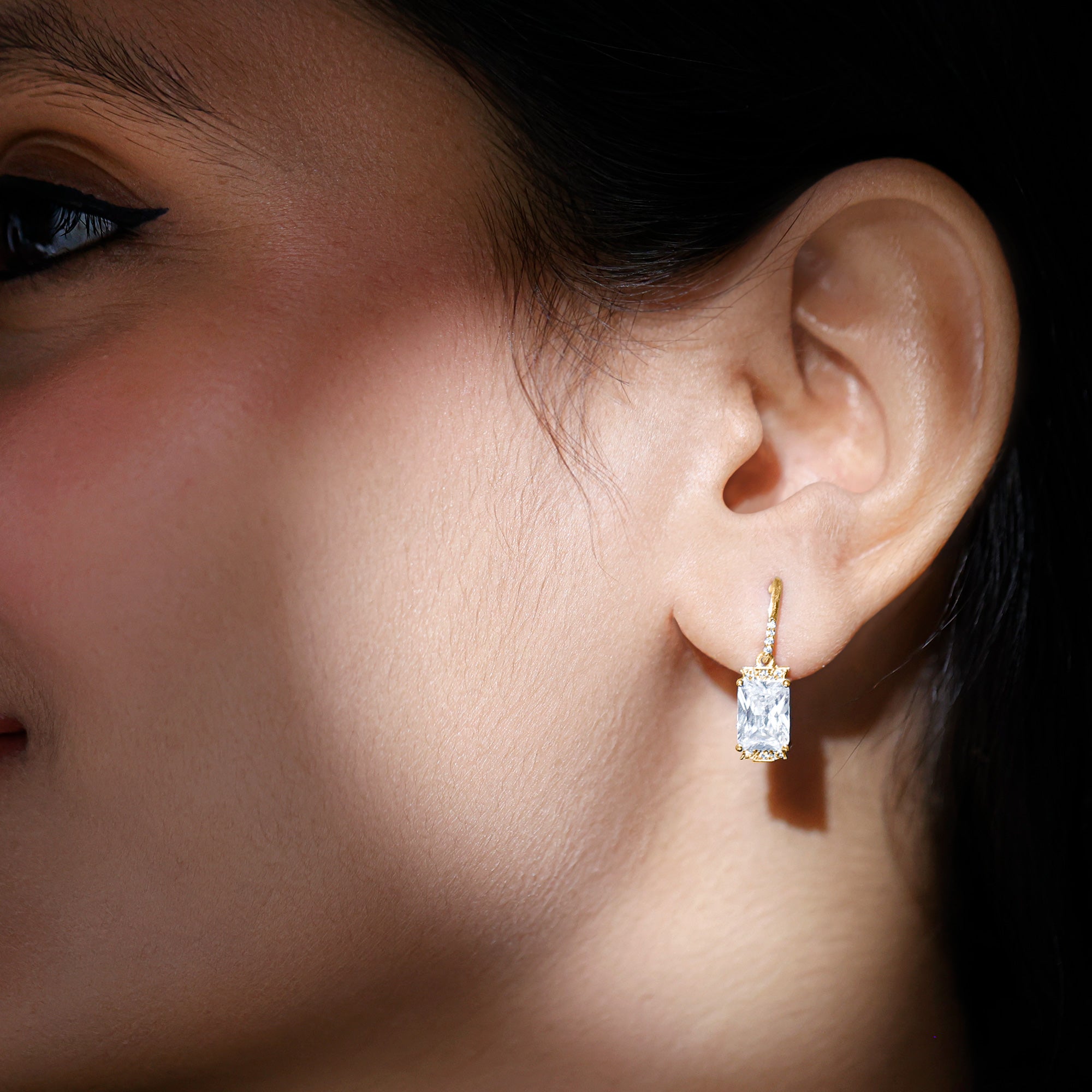 Classic Emerald Cut Moissanite Drop Earrings D-VS1 - Sparkanite Jewels