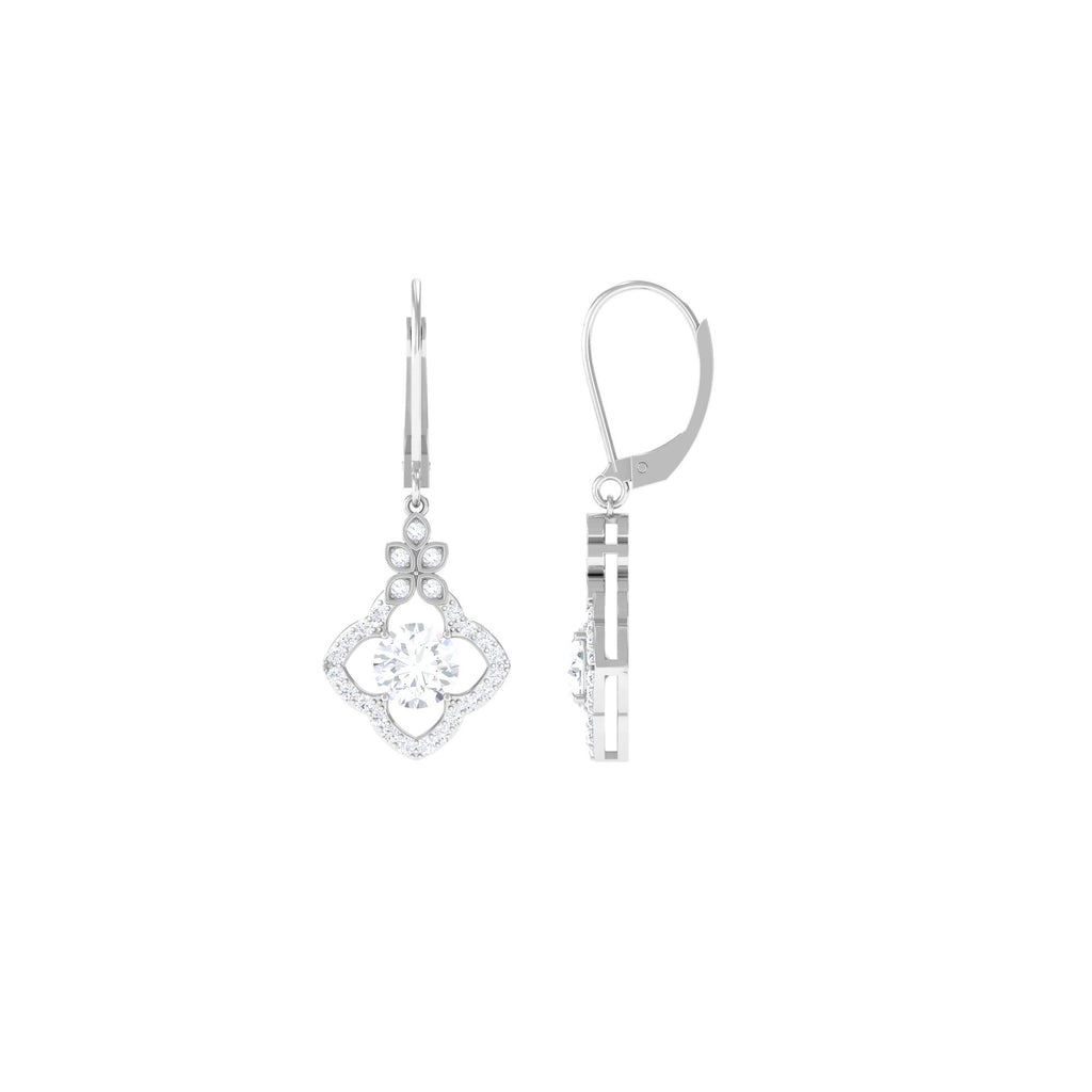 Nature Inspired Moissanite Floral Drop Silver Earrings - Sparkanite Jewels