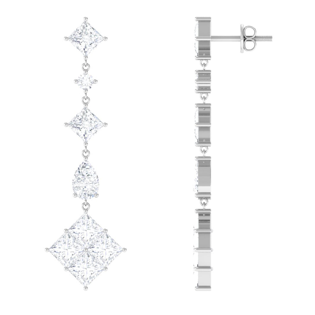 Minimal Moissanite Dangle Earrings with Screw Back D-VS1 - Sparkanite Jewels