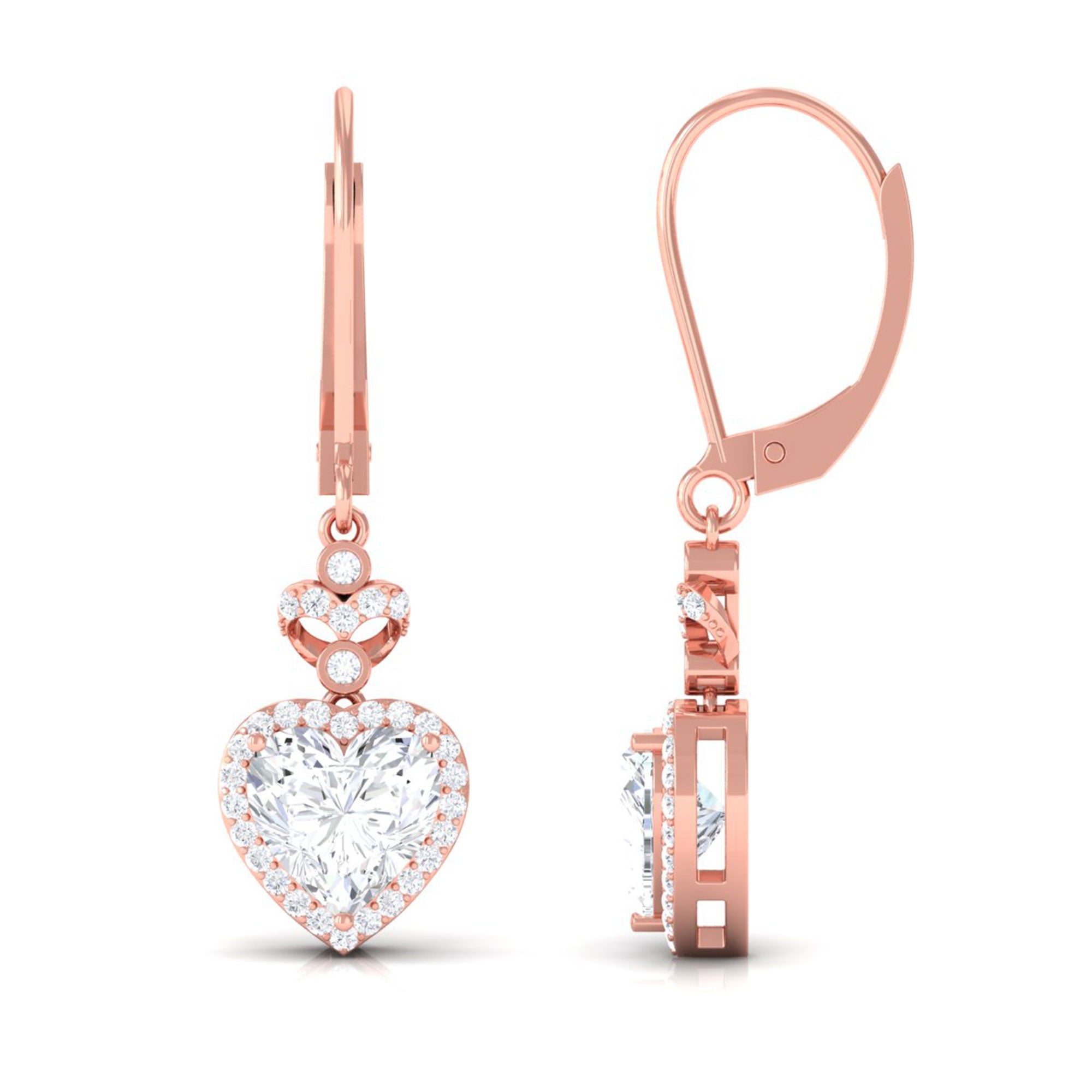 Sparkanite Jewels-Heart Shape Moissanite Classic Drop Earrings