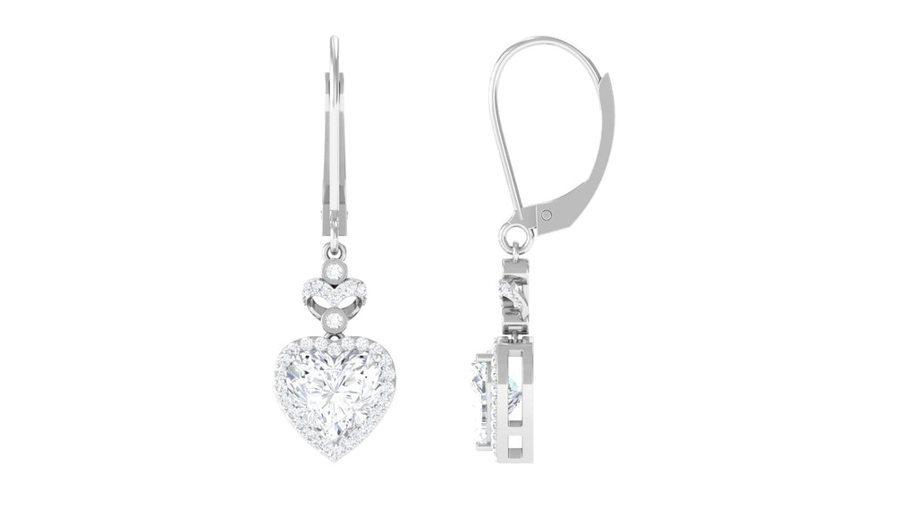 Heart Shape Moissanite Classic Drop Silver Earrings - Sparkanite Jewels