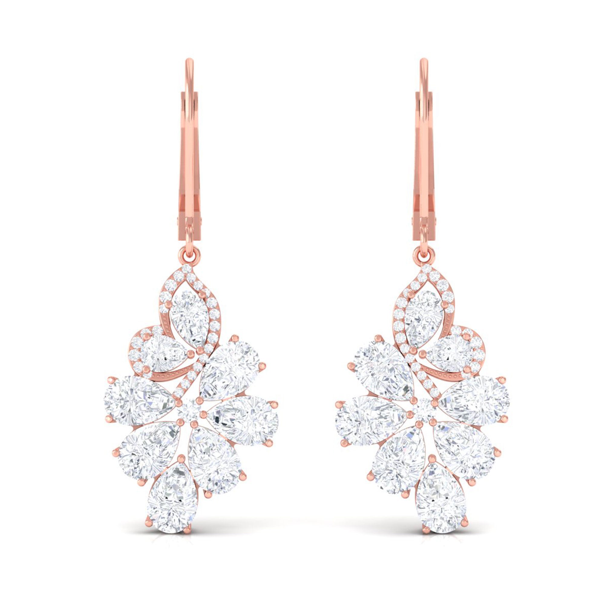 Sparkanite Jewels-Pear Shape Moissanite Cluster Drop Earrings