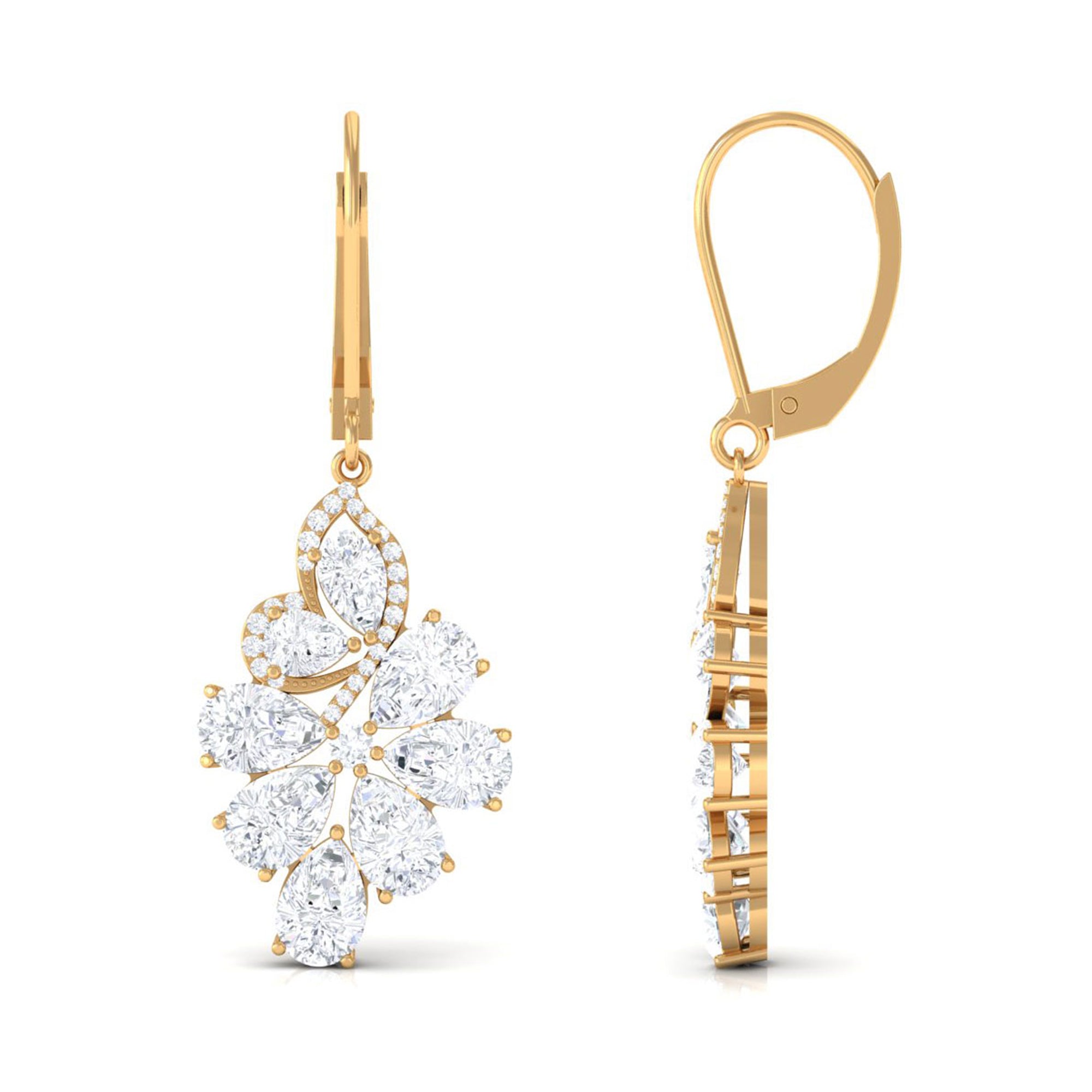 Sparkanite Jewels-Pear Shape Moissanite Cluster Drop Earrings