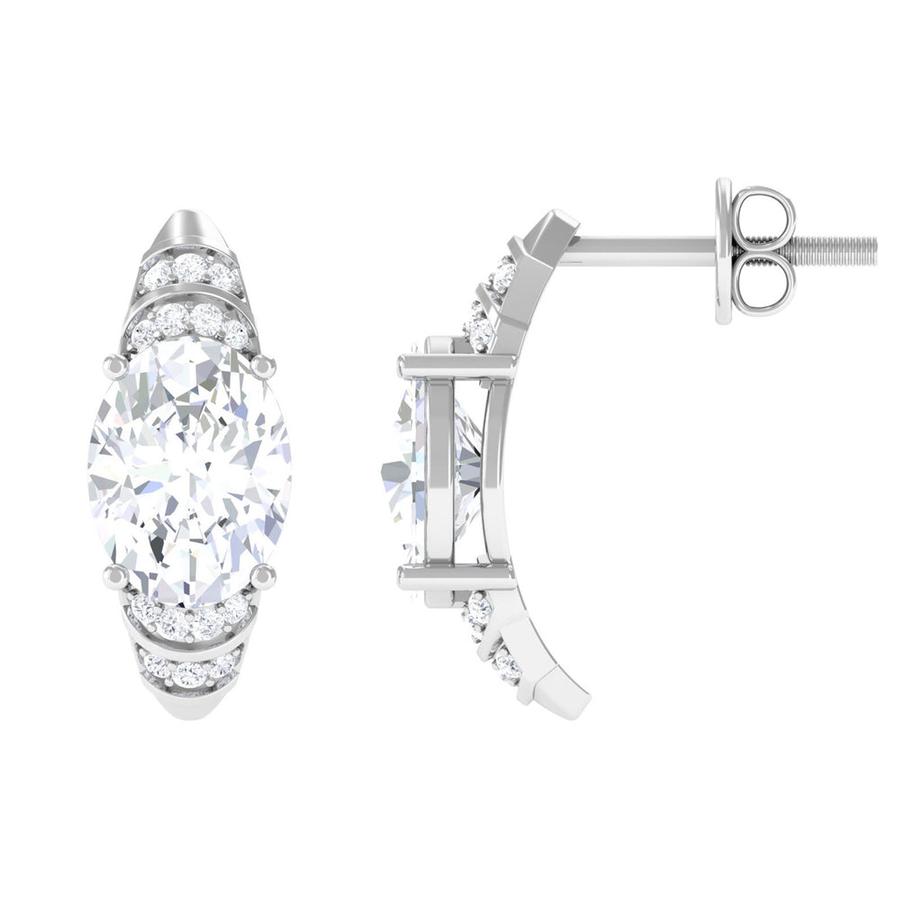 Oval Shape Moissanite Designer Stud Earrings D-VS1 - Sparkanite Jewels