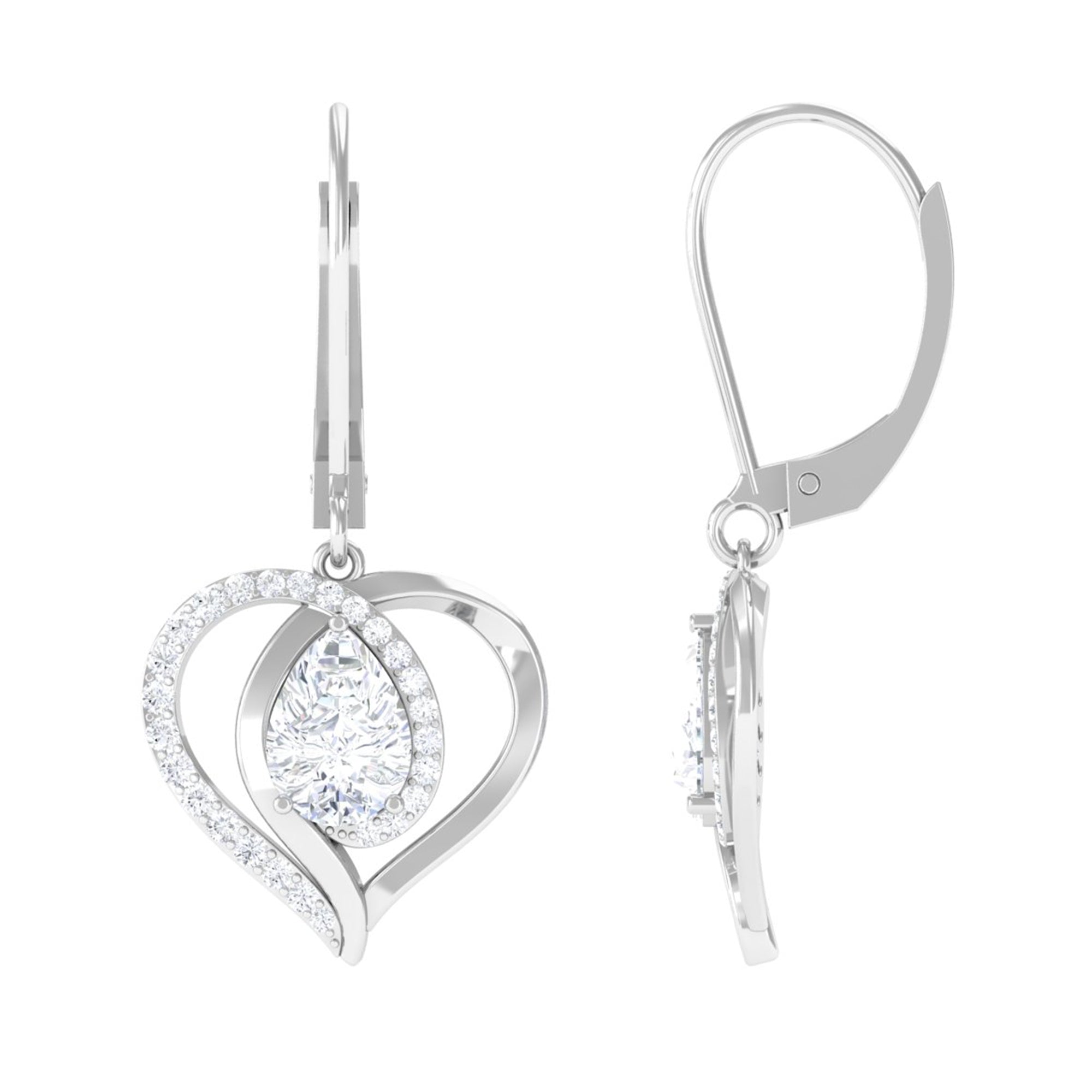 Sparkanite Jewels-Minimal Moissanite Heart Drop Earrings with Lever Back