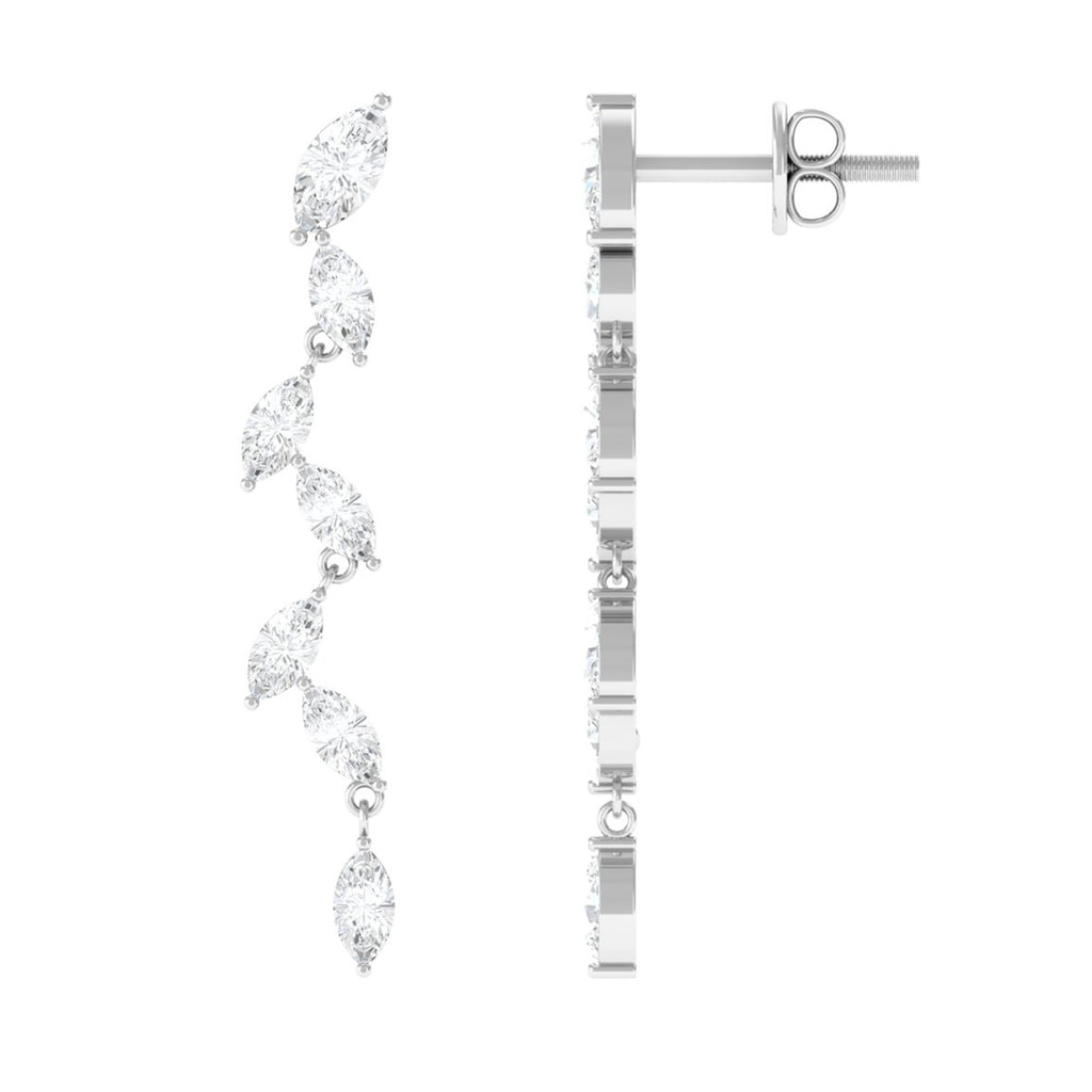Dainty Marquise Shape Moissanite Dangle Earrings D-VS1 - Sparkanite Jewels