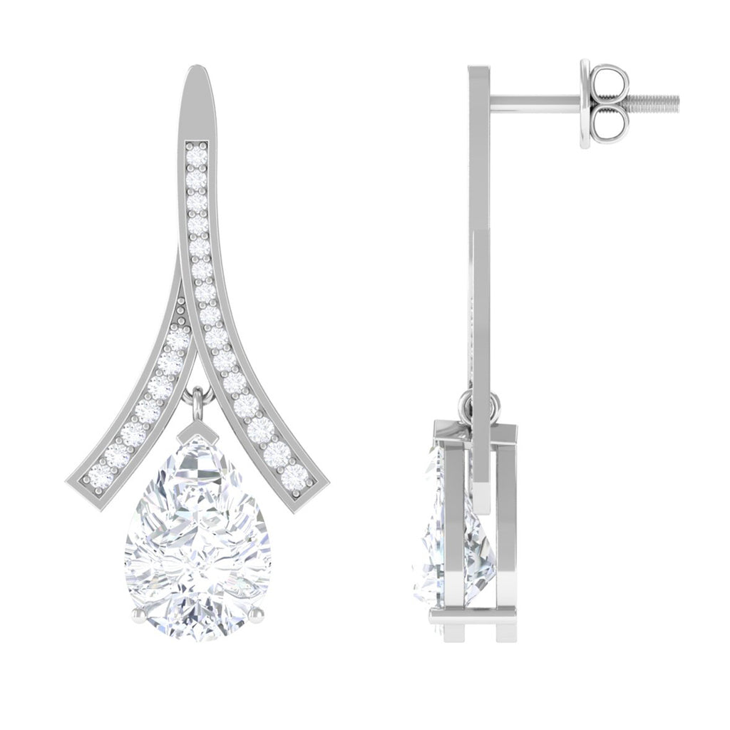 Classic Pear Shape Moissanite Drop Earrings D-VS1 - Sparkanite Jewels