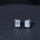 Emerald Cut Moissanite Stud Earrings with Lab Grown Black Diamond D-VS1 - Sparkanite Jewels