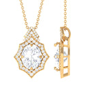 Oval Moissanite Designer Halo Wedding Pendant Necklace D-VS1 8X10 MM - Sparkanite Jewels