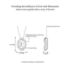 Colorless Emerald Cut Moissanite Statement Halo Pendant Necklace D-VS1 7X9 MM - Sparkanite Jewels