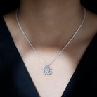 Cushion Shape Moissanite Halo Pendant Necklace D-VS1 8 MM - Sparkanite Jewels