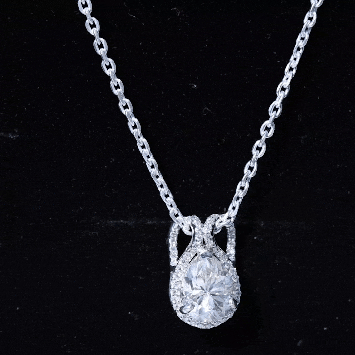 Pear Shape Moissanite Statement Drop Pendant D-VS1 7X9 MM - Sparkanite Jewels