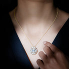 Emerald Cut Moissanite Statement Halo Pendant Necklace D-VS1 7X9 MM - Sparkanite Jewels