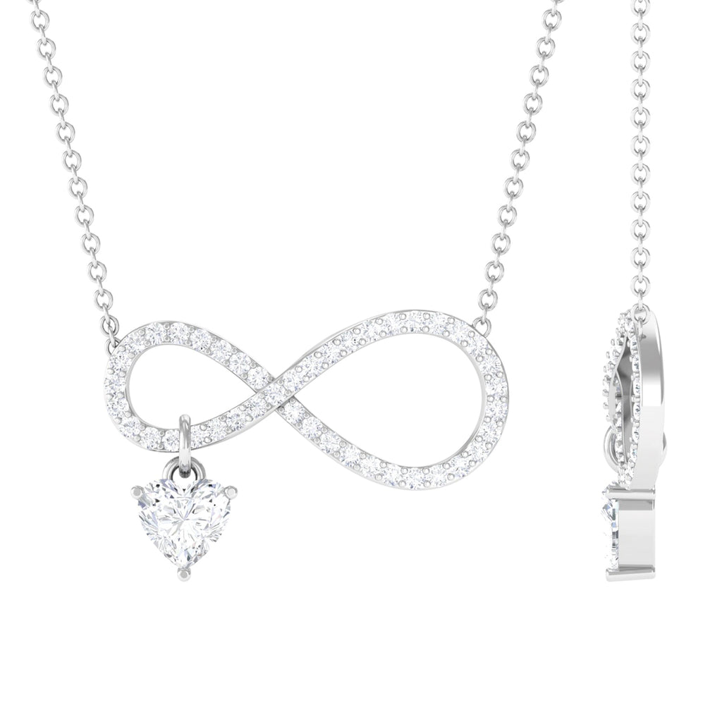Heart Shape Moissanite Infinity Drop Necklace D-VS1 - Sparkanite Jewels