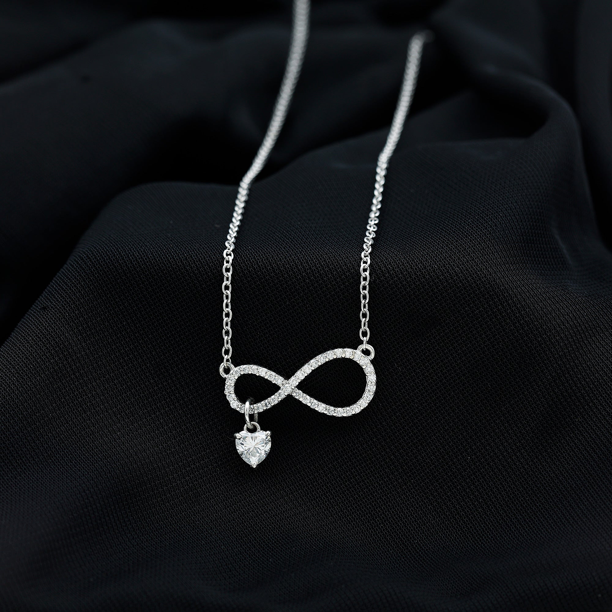 Heart Shape Moissanite Infinity Drop Necklace D-VS1 - Sparkanite Jewels