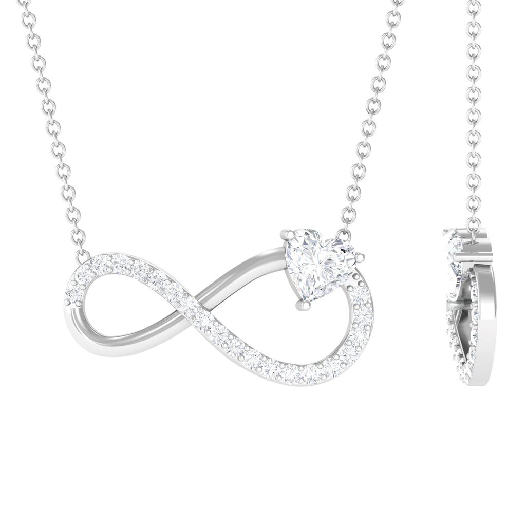 Heart Shape Moissanite Minimal Infinity Necklace D-VS1 - Sparkanite Jewels