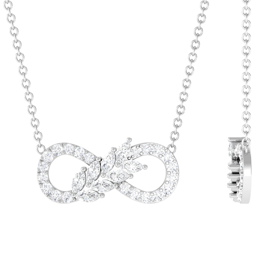 Marquise and Round Moissanite Classic Infinity Necklace D-VS1 - Sparkanite Jewels