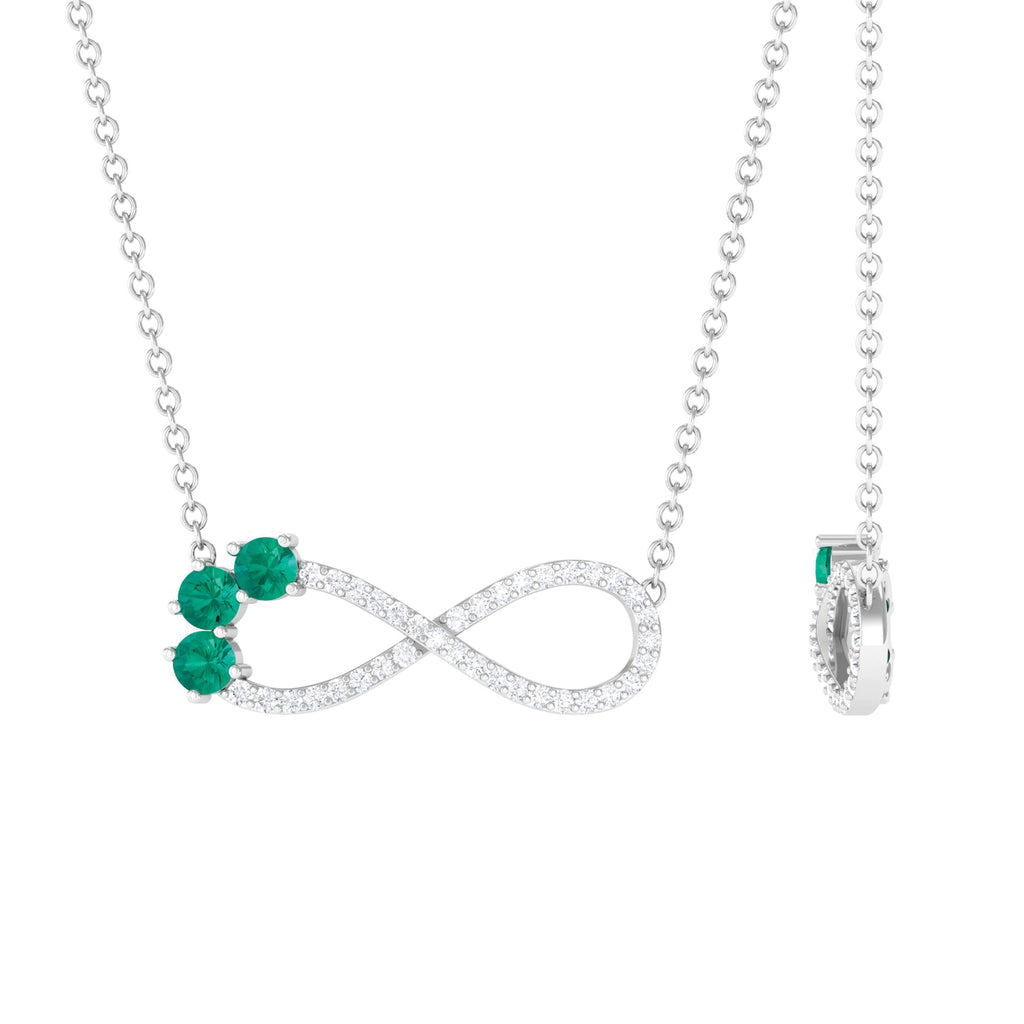 Emerald and Moissanite Minimal Infinity Necklace D-VS1 - Sparkanite Jewels