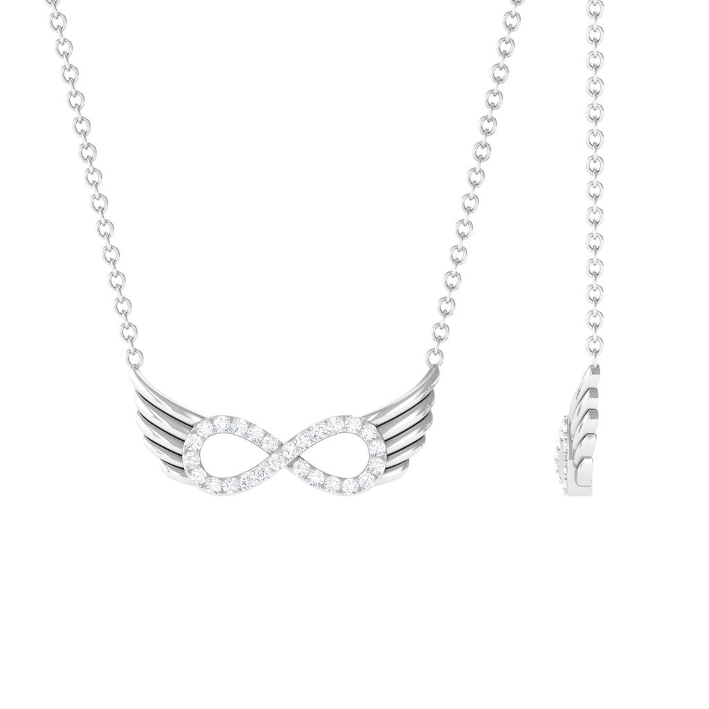 Pave Set Moissanite Infinity Wings Necklace D-VS1 - Sparkanite Jewels