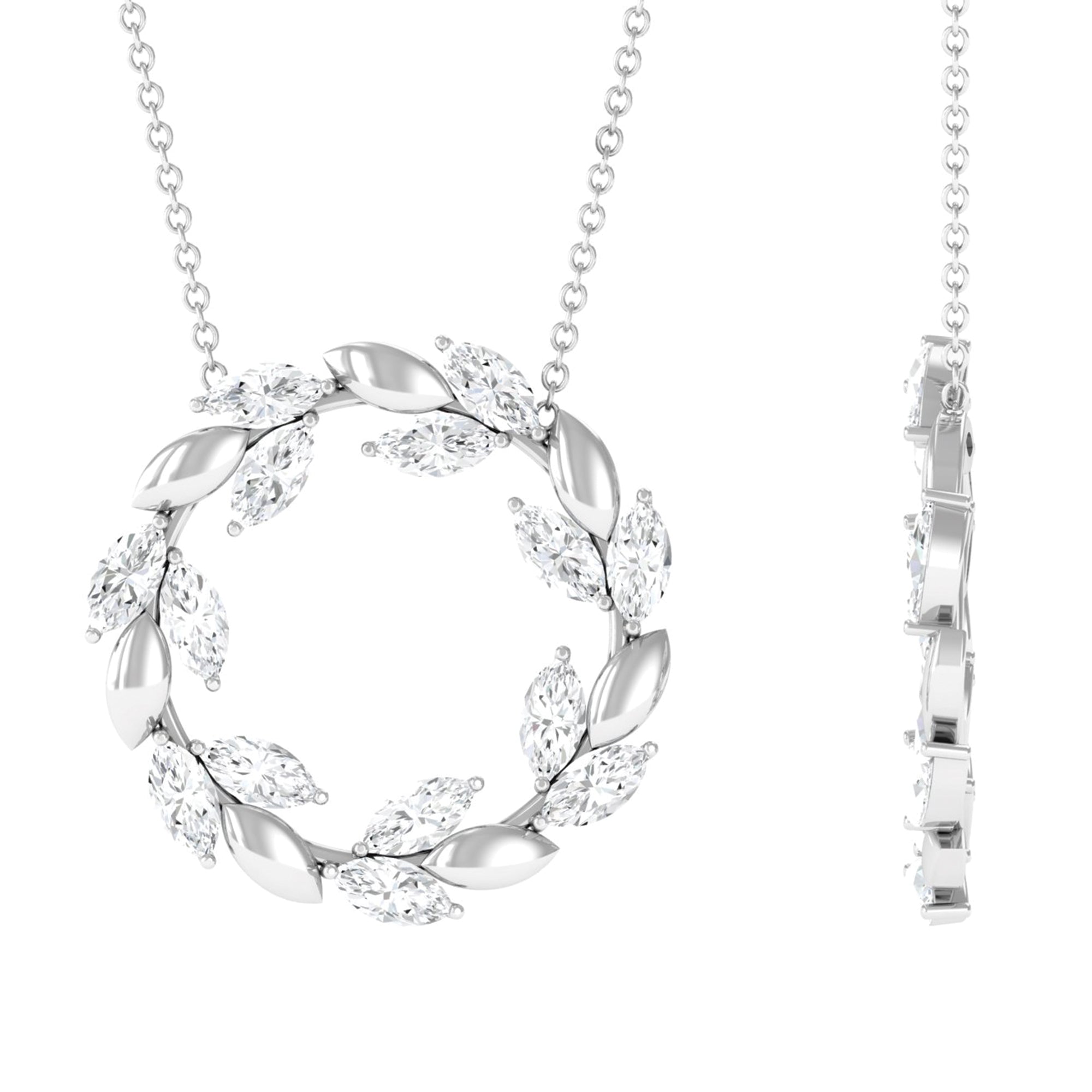 Nature Inspired Marquise Moissanite Eternity Necklace D-VS1 - Sparkanite Jewels