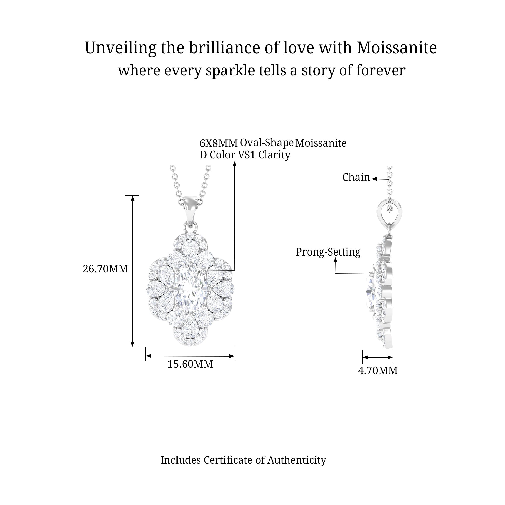 Nature Inspired Floral Moissanite Statement Pendant Necklace D-VS1 - Sparkanite Jewels