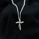 Minimalist Cross Pendant Necklace with Moissanite D-VS1 - Sparkanite Jewels