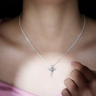 Minimal Cross Heart Pendant Necklace with Certified Moissanite D-VS1 - Sparkanite Jewels