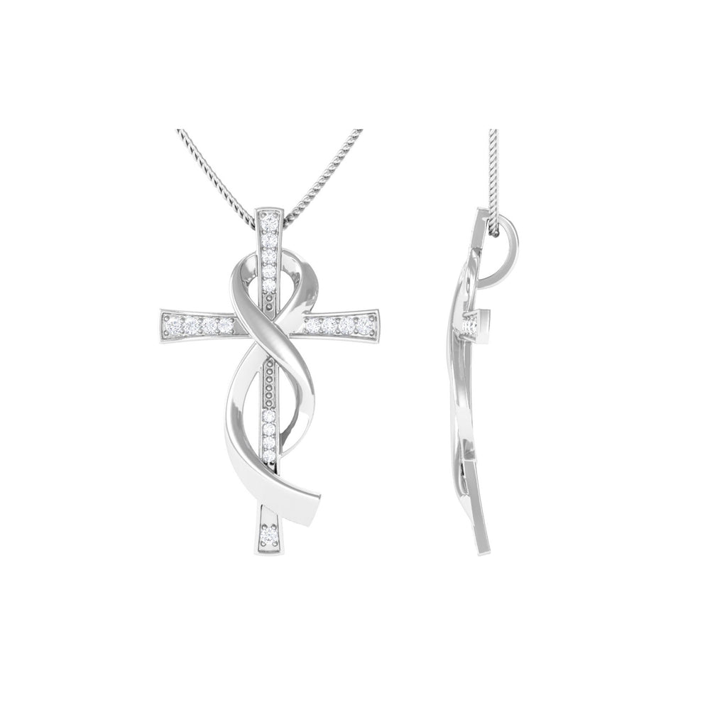 Certified Moissanite Cross Infinity Silver Pendant - Sparkanite Jewels